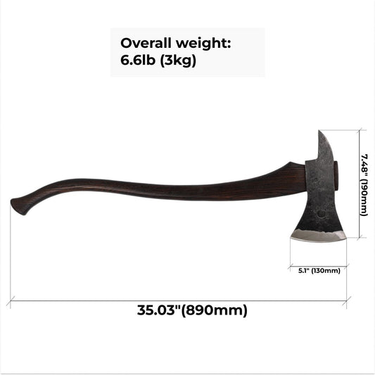 Hand forged Fireman's Axe "American superhero" with leather case