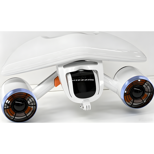 Underwater Scooter (with action camera mount) — dual-motor drive, 30-minute runtime, 40 lbs of thrust.