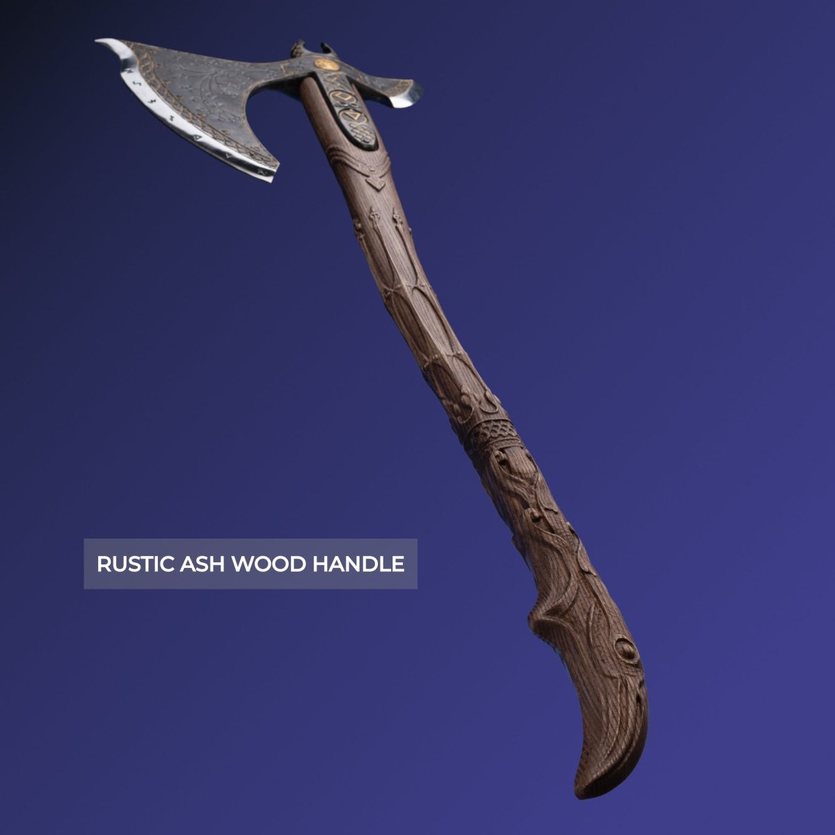 Handcrafted Leviathan axe with glow in the dark runes