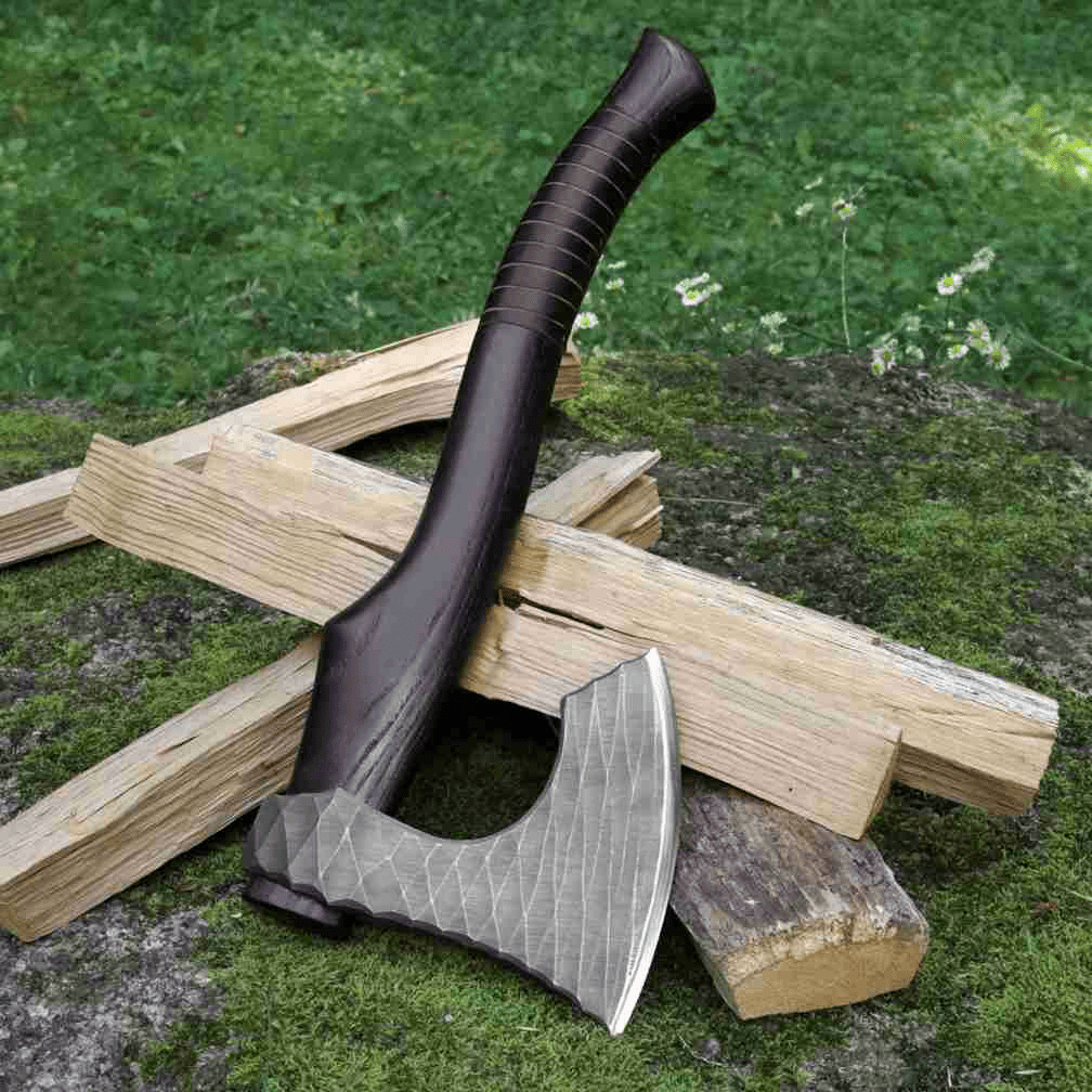 Viking axe "Vargoks" with leather wrap